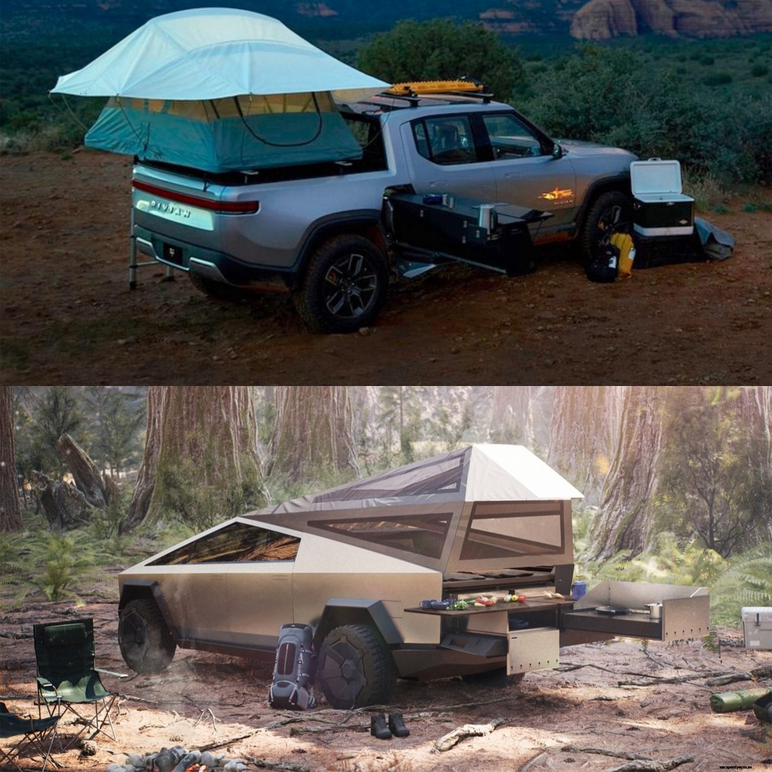 Infographic: Tesla Cybertruck vs. Rivian R1T