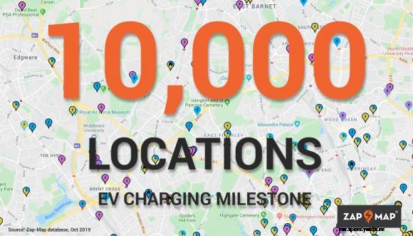 Milestone for public EV charging as 10,000 locations reached