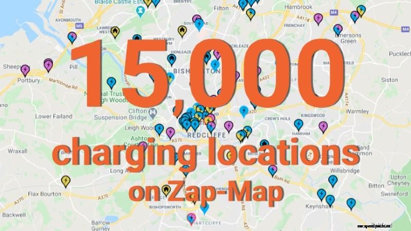 UK surpasses 15,000 charging locations on Zap-Map