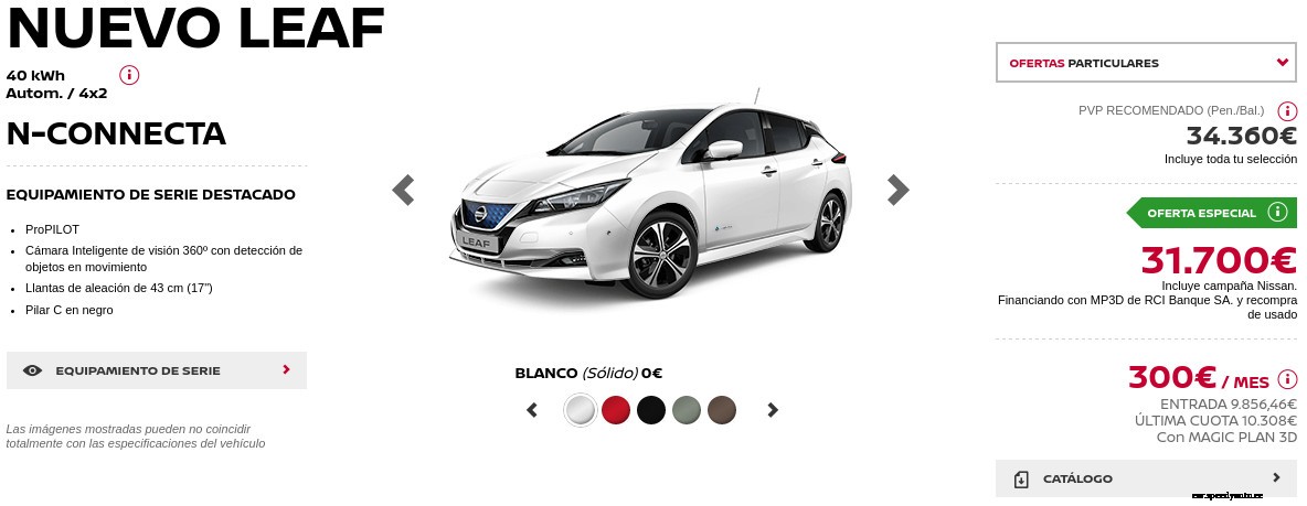Prices of the 2018 Nissan Leaf in Spain revealed
