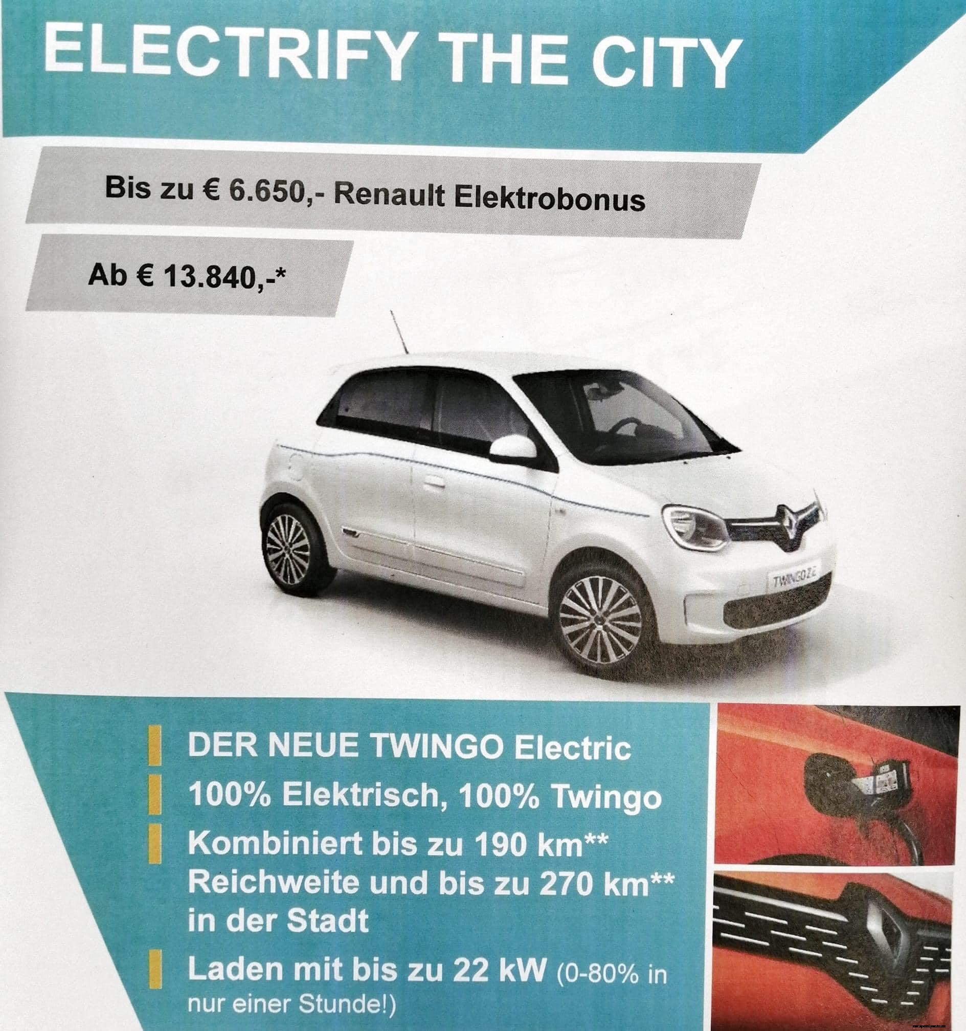 Renault Twingo ZE prices for France leaked (update)