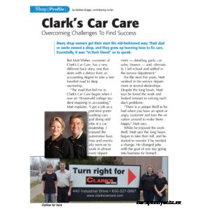 Clarks Car Care Featured in Shop Profile Magazine