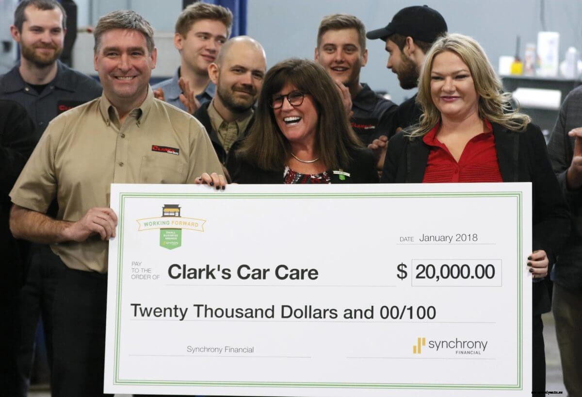 Clark’s Car Care donates $10,000 to local non-profit; “Care for Cars” charity Following being awarded the Synchrony Financial 2018 “Working Forward” Small Business Award and a $20,000 Grant