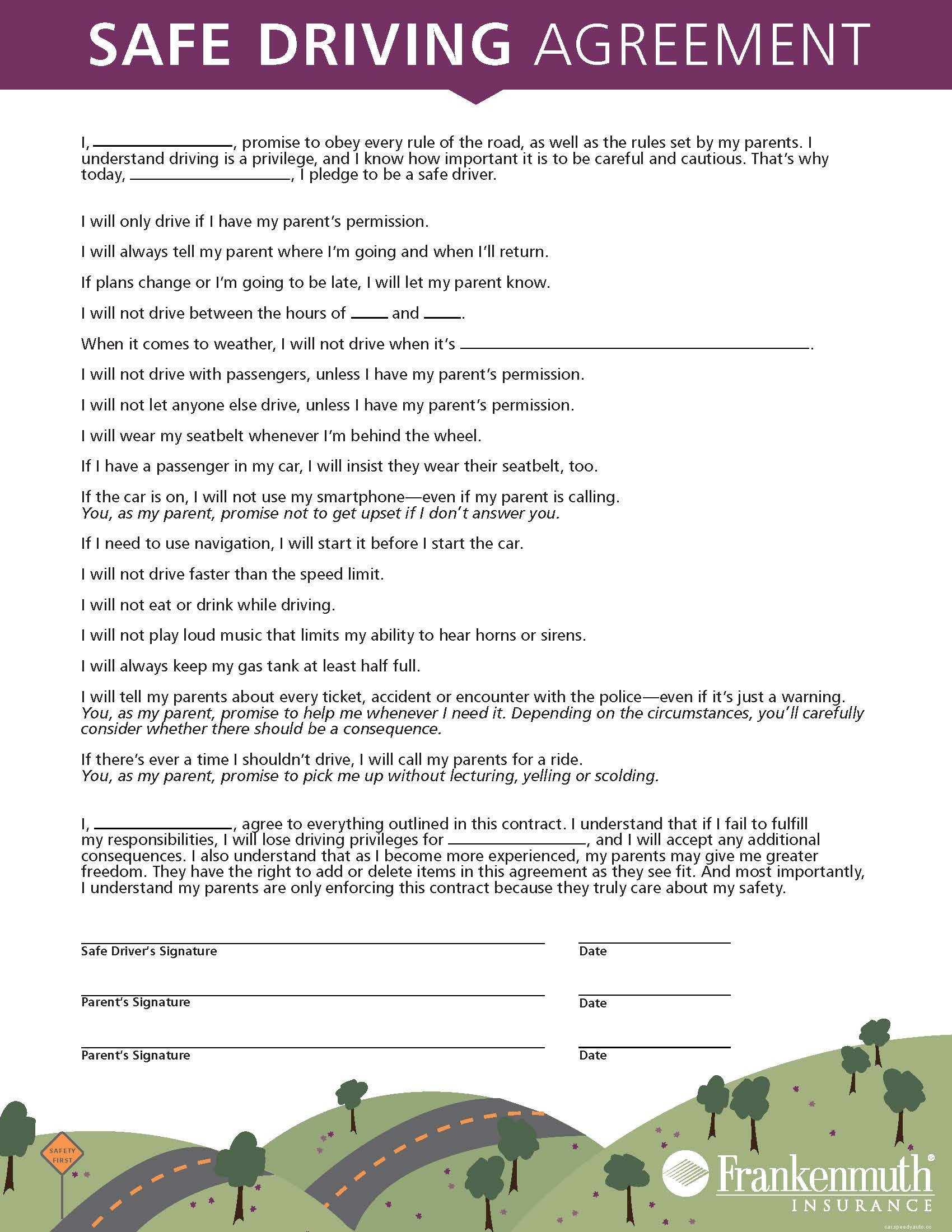 The Safe Driving Agreement (Printable)