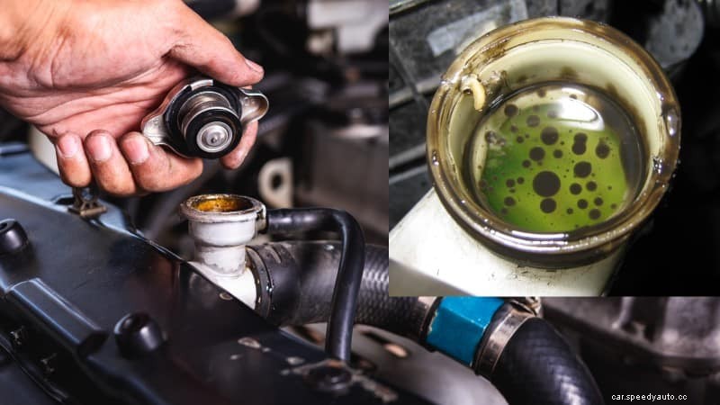 What causes Oil in Coolant Reservoir?