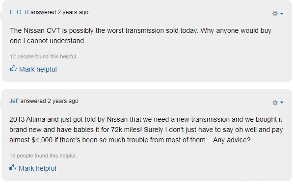 CVT Transmission Problems Nissan Altima