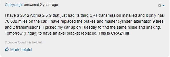 CVT Transmission Problems Nissan Altima