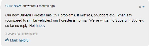 Subaru Forester CVT Transmission Problem