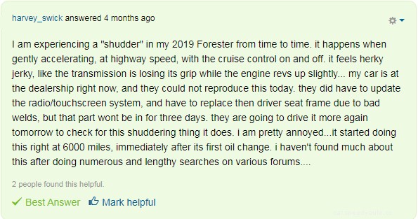 Subaru Forester CVT Transmission Problem