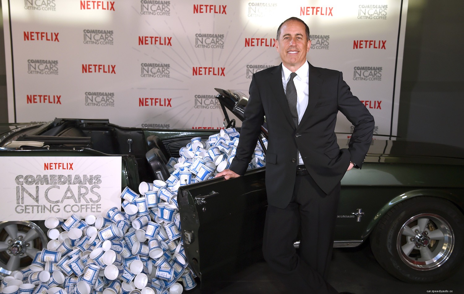 See The ‘Crazy’ Movie Car Jerry Seinfeld Takes Seth Rogen For Coffee In