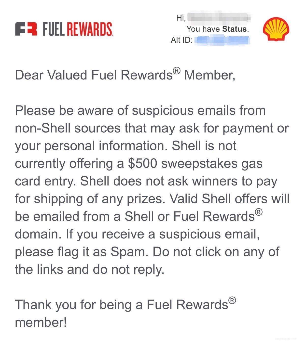 Beware: Shell Warns of Fuel Rewards Email Scam
