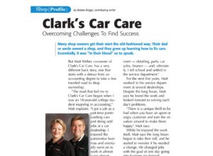 Clarks Car Care Featured in Shop Profile Magazine
